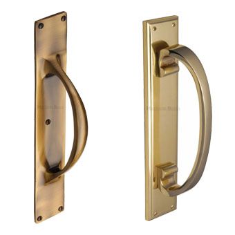 Brass Pull Door Handles on a Backplate