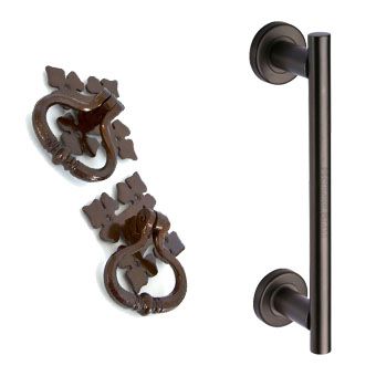 Bronze Pull Door Handles on a Rose