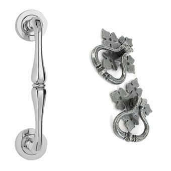Silver Pull Door Handles on a Rose