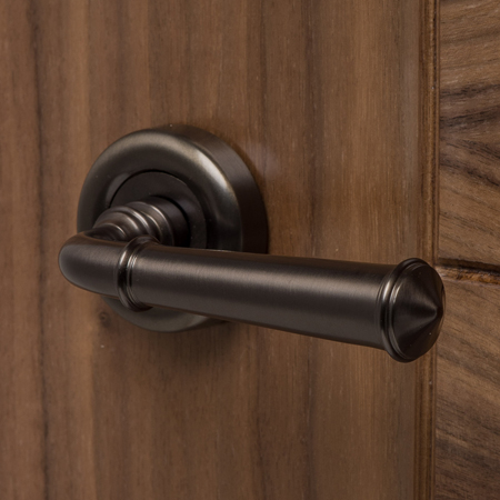 Heritage Brass Bronze Door Handles on a Round Rose