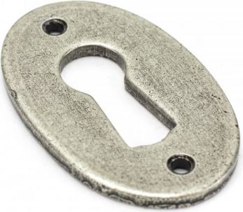 51mm x 31mm Oval Standard Keyhole Escutcheon in Pewter - From the Anvil | 33665